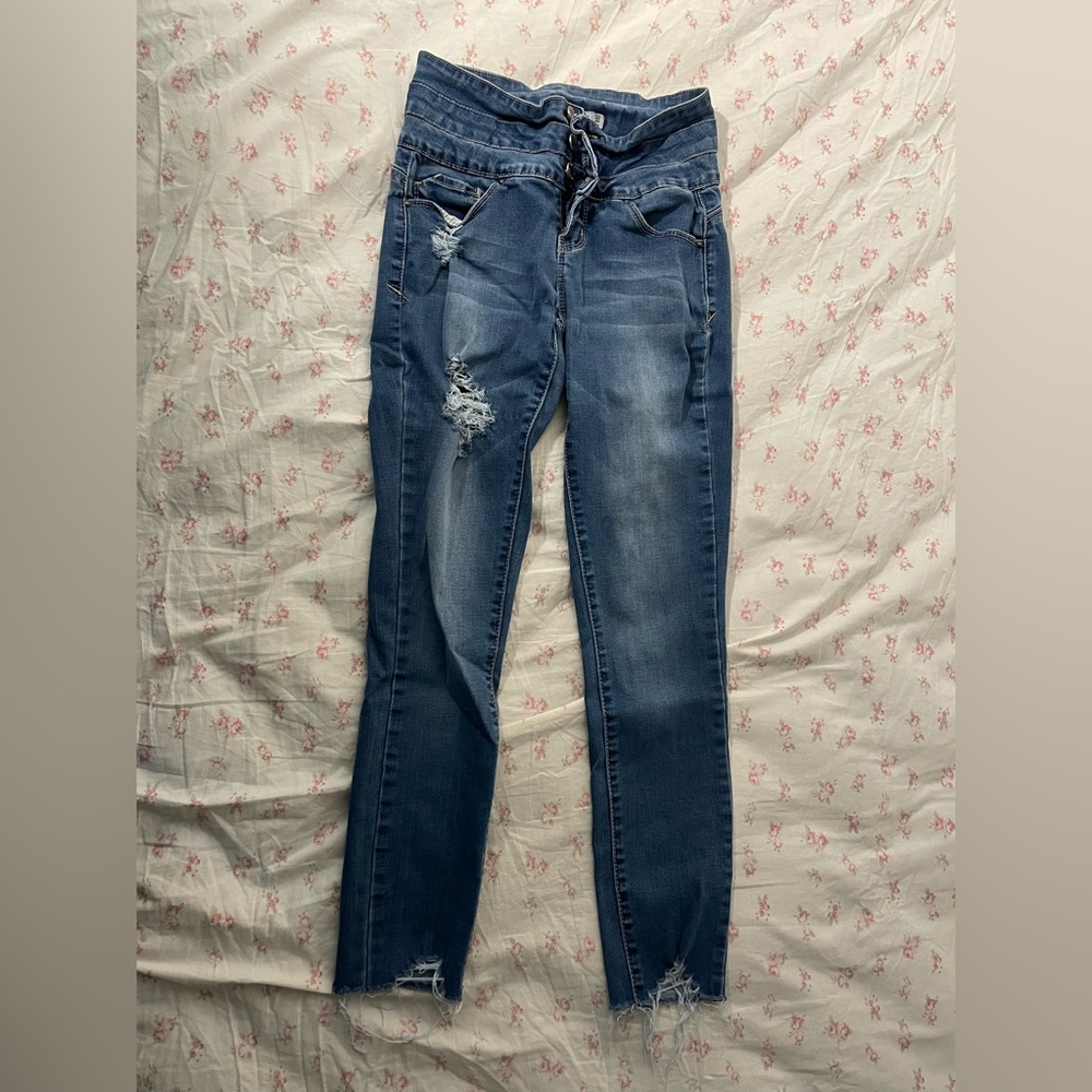 Blue skinny jeans